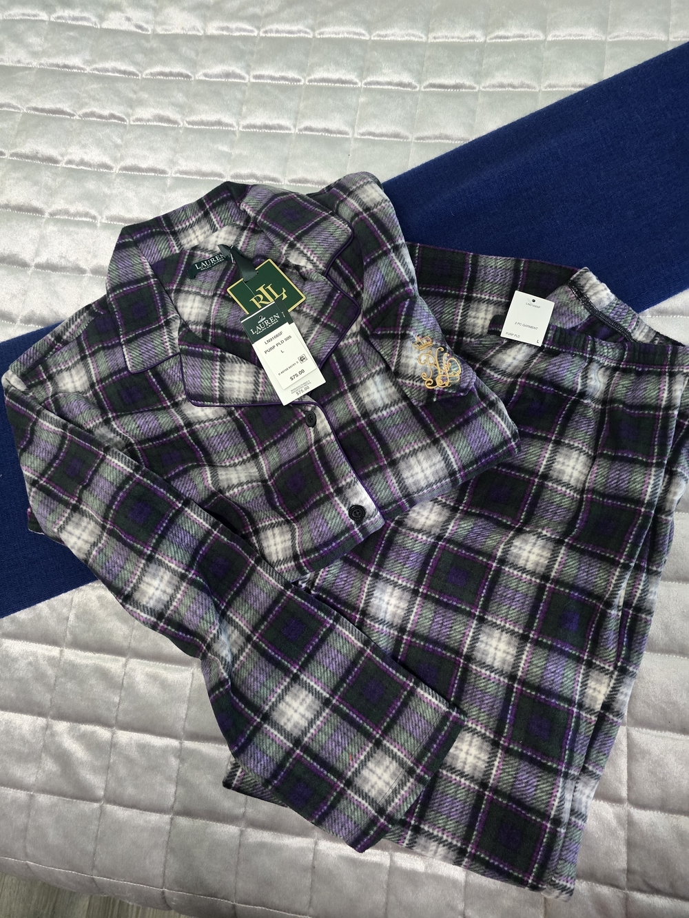Ralph Lauren Purple Plaid Flannel PJ Lounge Wear